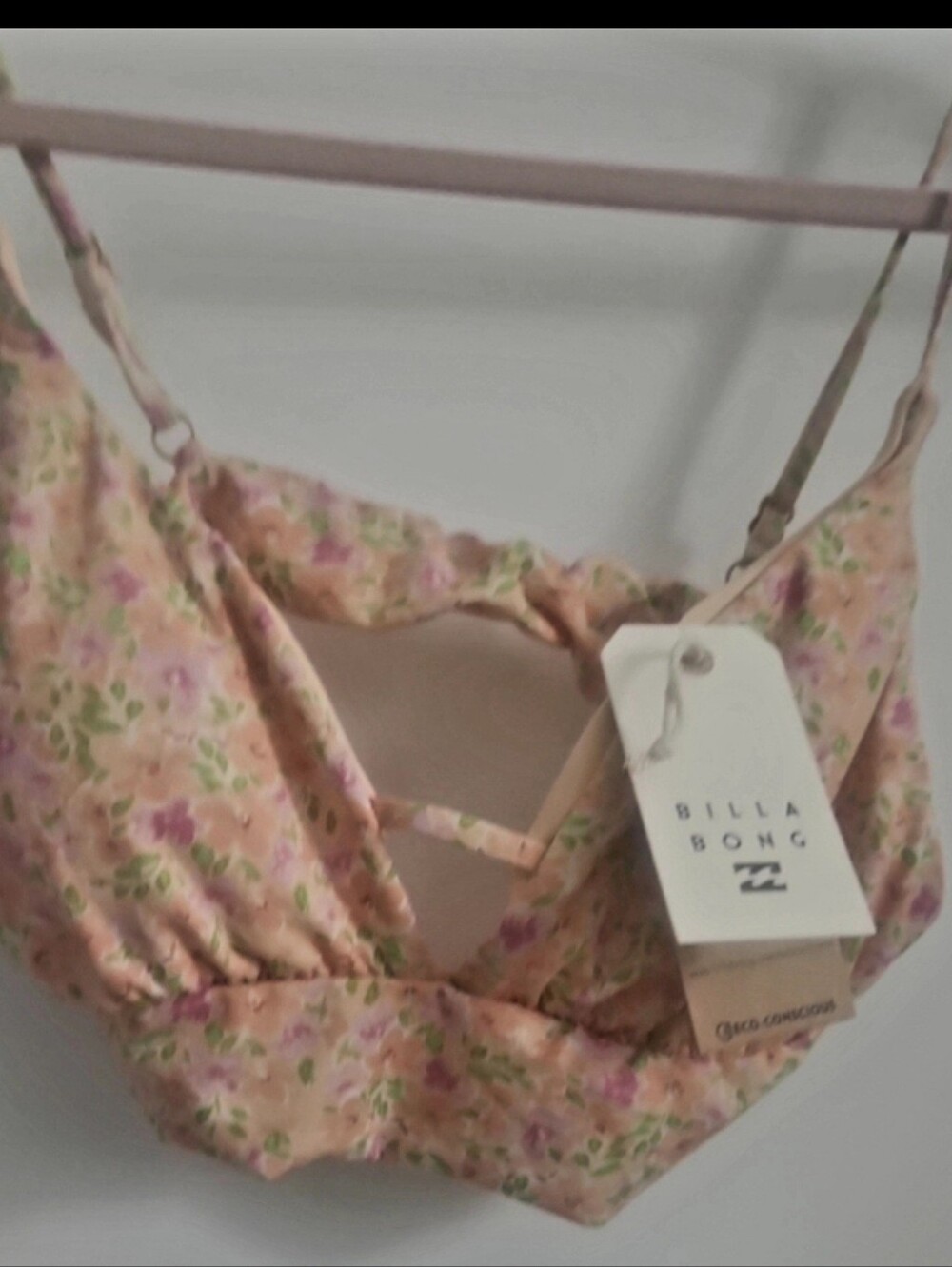 Billabong Peach Floral Bralette with Adjustable Straps
